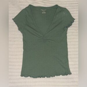 American Eagle Outfitters Forest Green V-Neck Tee